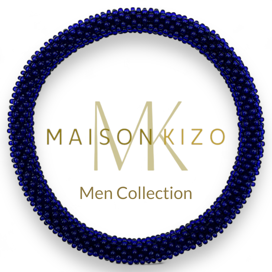 Bracelet népalais HOMME - H02 Bleu unis