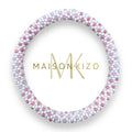 Bracelet népalais  perles de verre R36 blanc rose