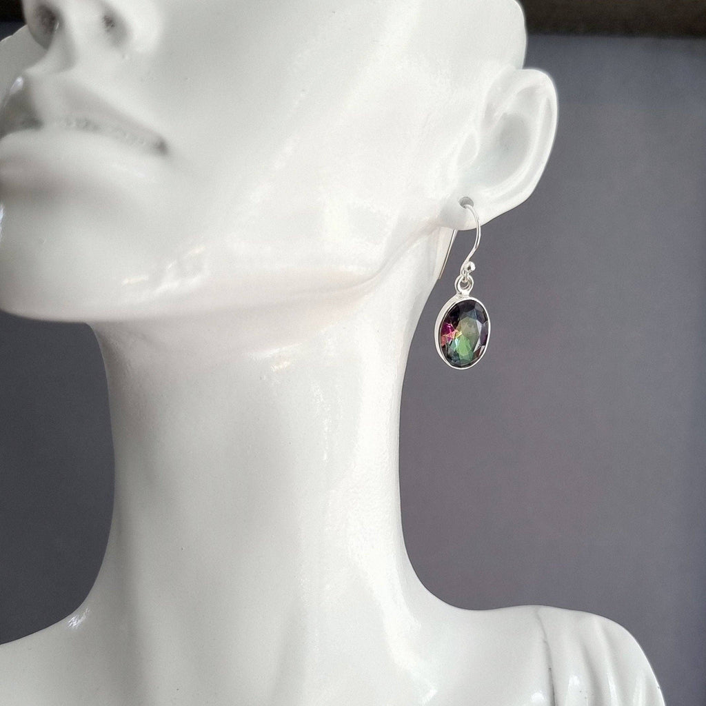 Boucles d'oreilles en topaze mystique, argent sterling 925