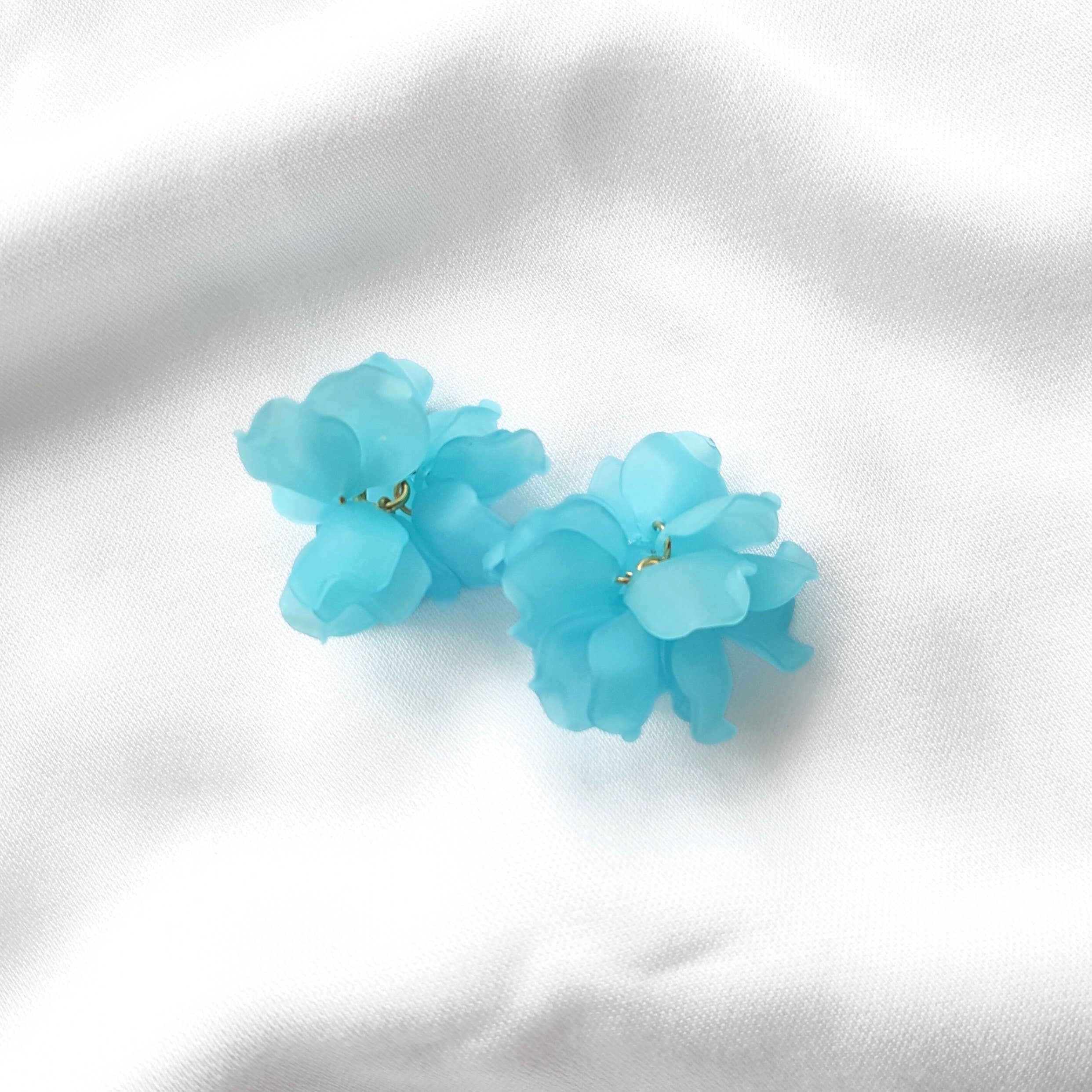 Boucles d'oreilles Créoles PEONY Fleurs Pivoine couleur au choix