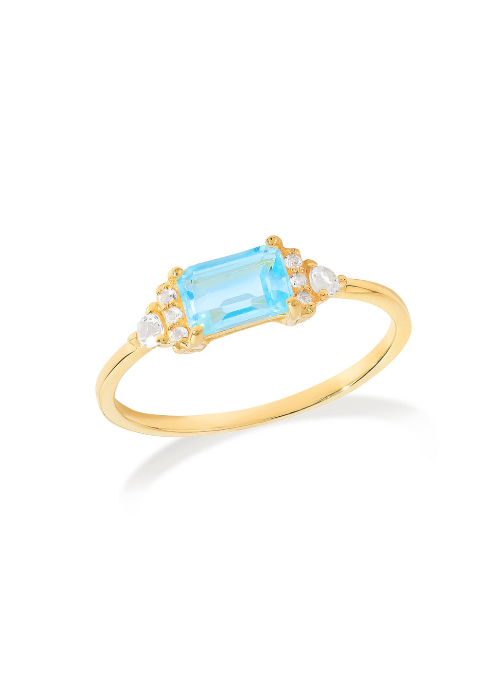Bague Impératrice Azur en Topaze Bleue Ciel Plaqué Or en Argent 925