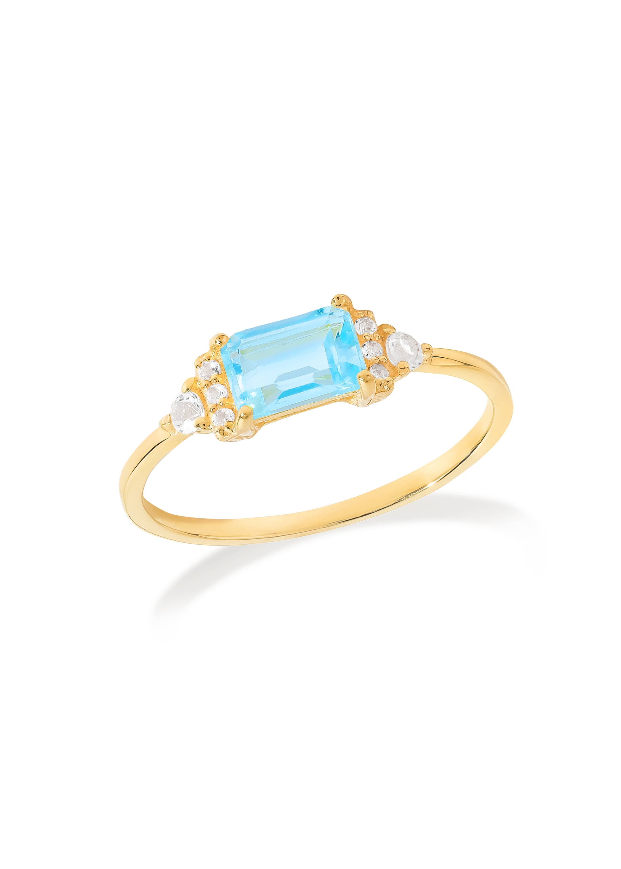 Bague Impératrice Azur en Topaze Bleue Ciel Plaqué Or en Argent 925