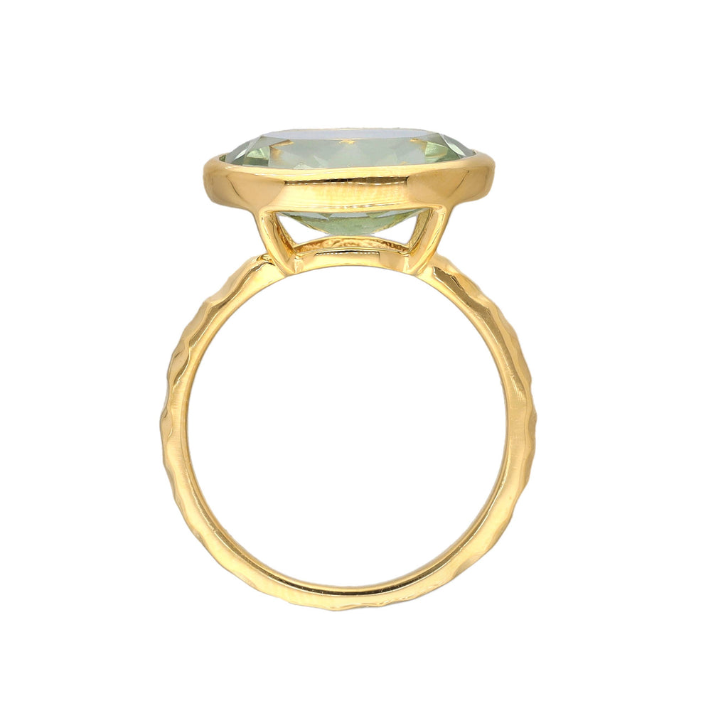 Bague Solitaire en Améthyste Verte Plaquée Or sur Argent