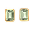 Boucles d'oreilles clous en argent plaqué or avec améthyste verte