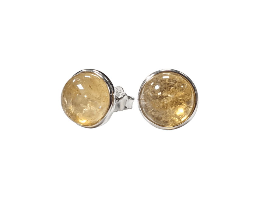 Boucles d'Oreilles Argent 925 - Citrine Naturelle AA 8mm