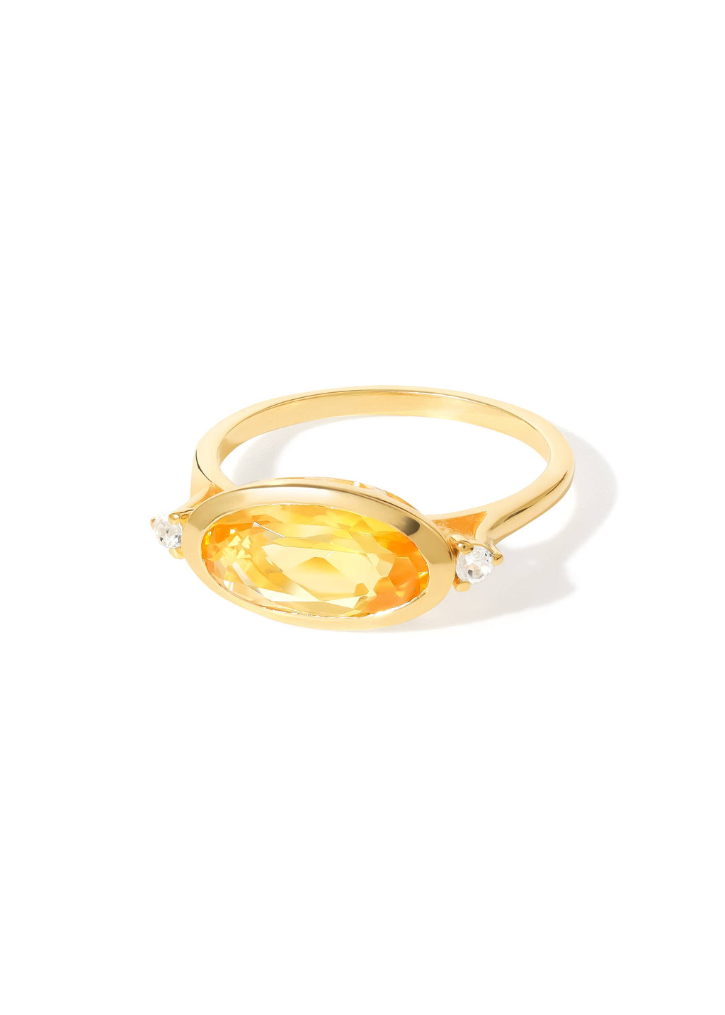 Bague Élégance en Citrine Plaqué Or avec Topaze