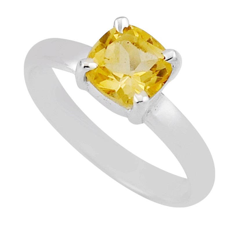 Bague citrine naturelle Brésil AA argent 925 - Taille 58