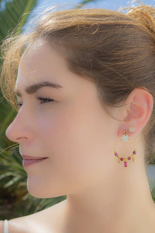 Boucles d'Oreilles Créole ZOE Rubis