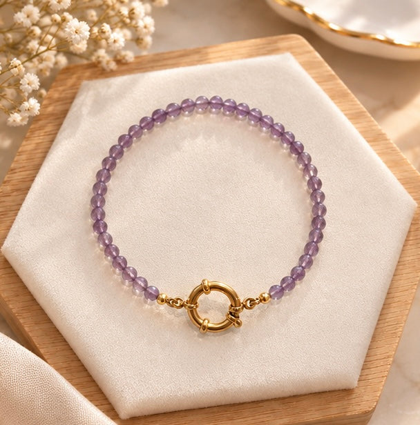 Bracelet Neige Améthyste facettées 2mm Brésil AA