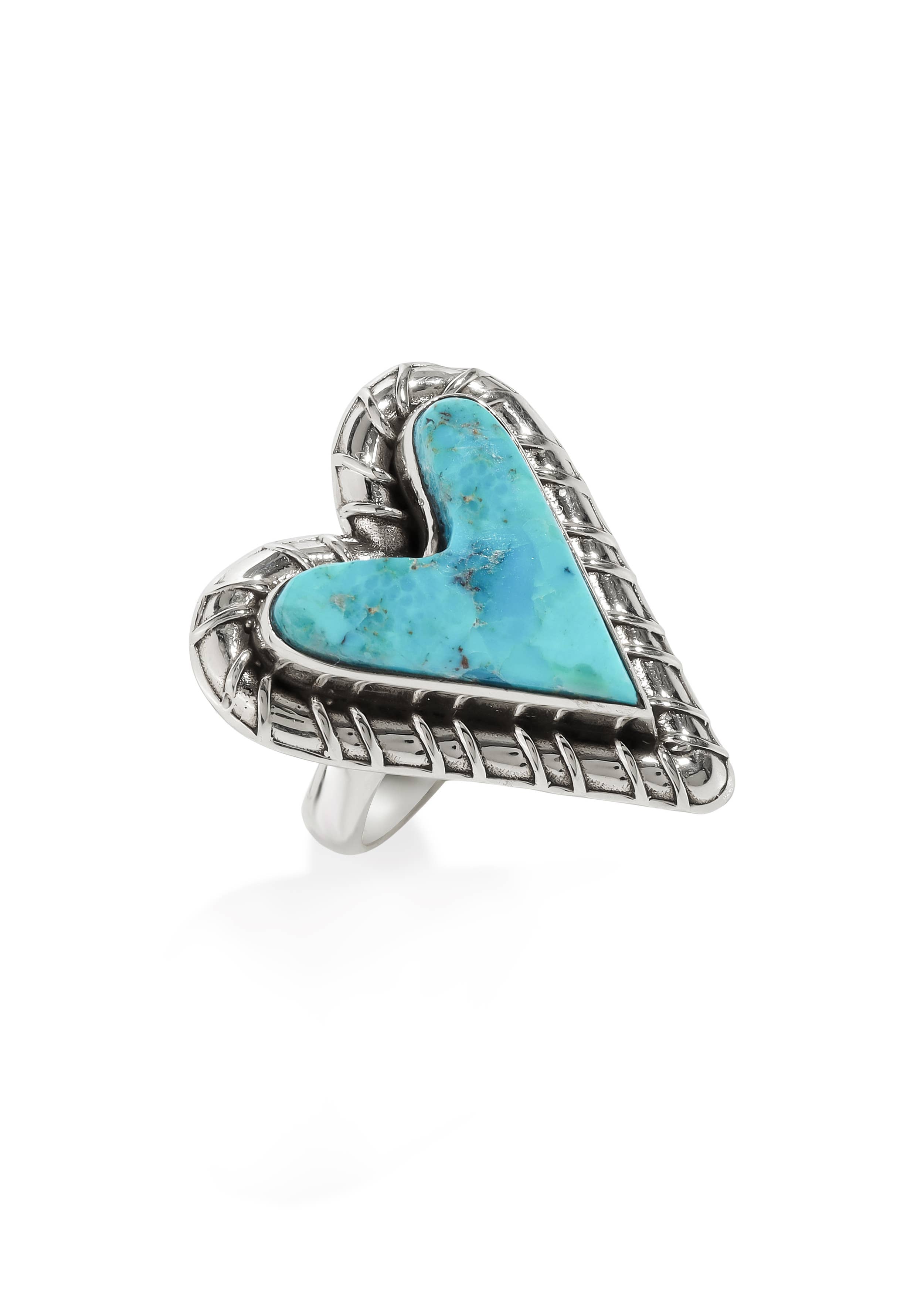 Cœur de l'Anneau Horizon en Argent avec Turquoise Mohave