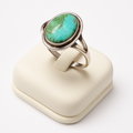 Bague Turquoise du Tibet AA argent 925 - Taille 59