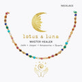Collier Master Healer Healer Multi color 2 mm plaqué or Jade Jaspe Amazonite Quartz Œil de tigre Grenat Unakite