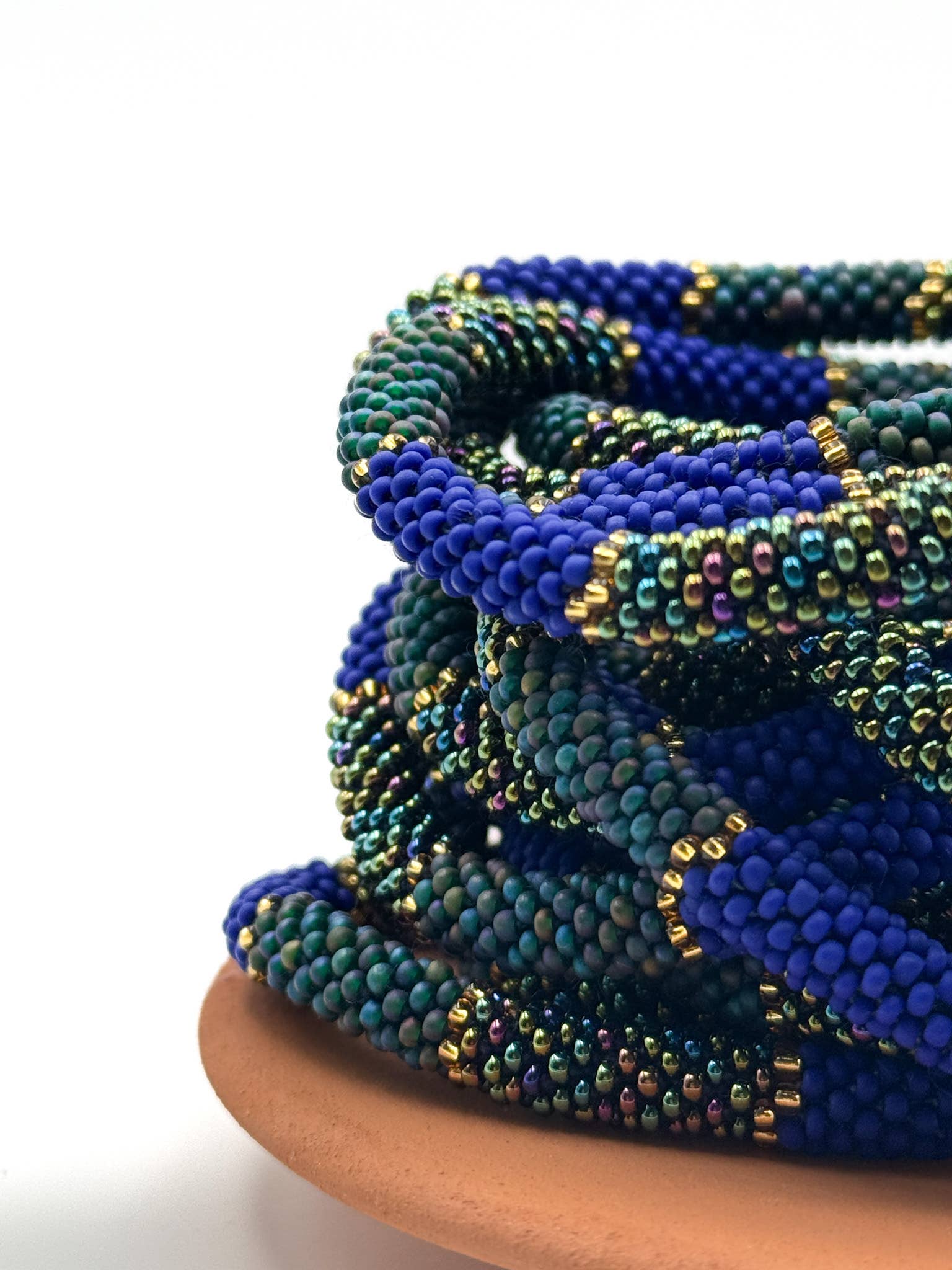Bracelet népalais B15 bleu foncé vert canard et paon
