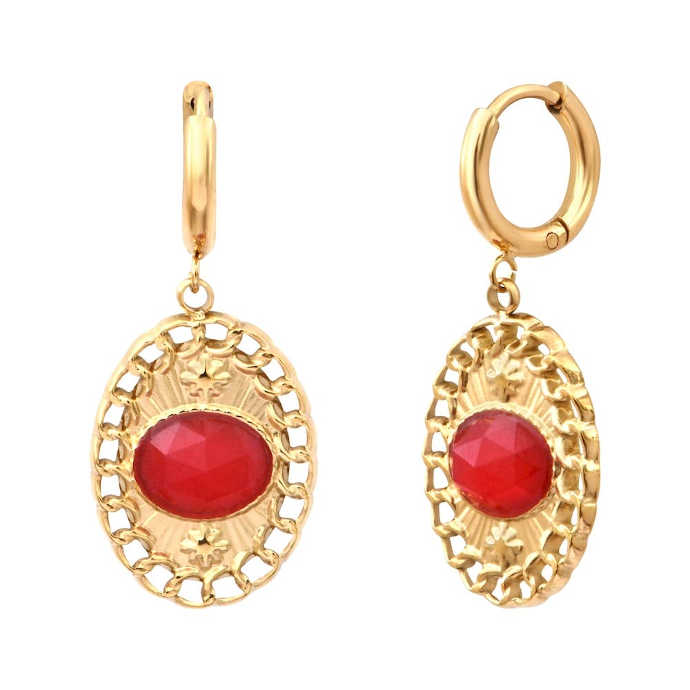 Boucles d’oreilles Mini-créoles TALIA - rouge GRENAT