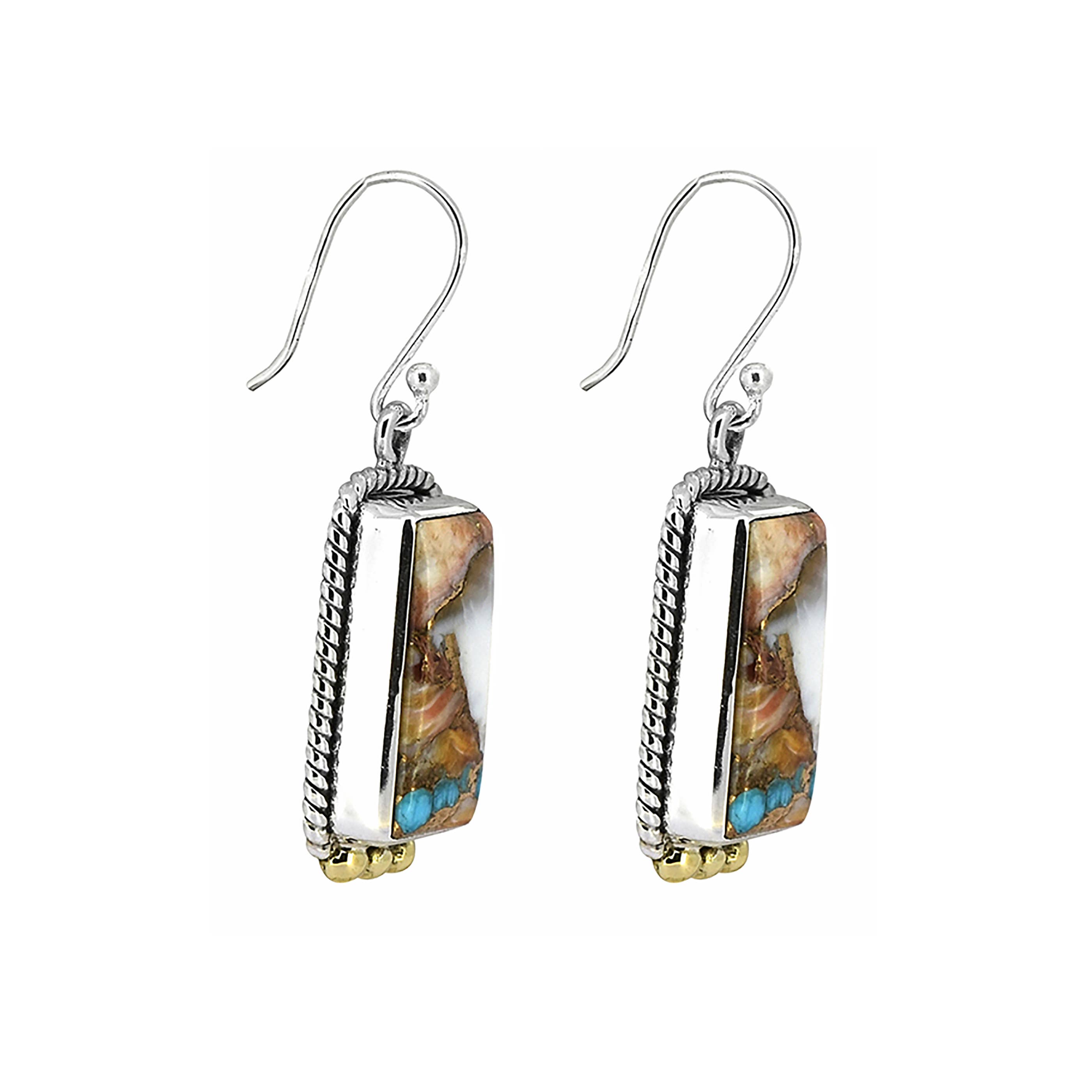 Boucles d'oreilles en argent sterling, cuivre et Turquoise.