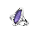 Bague avec Améthyste violette naturelle navette, argent 925