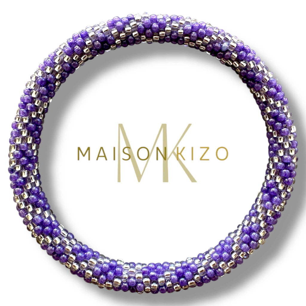 Bracelet népalais mauve violet argent