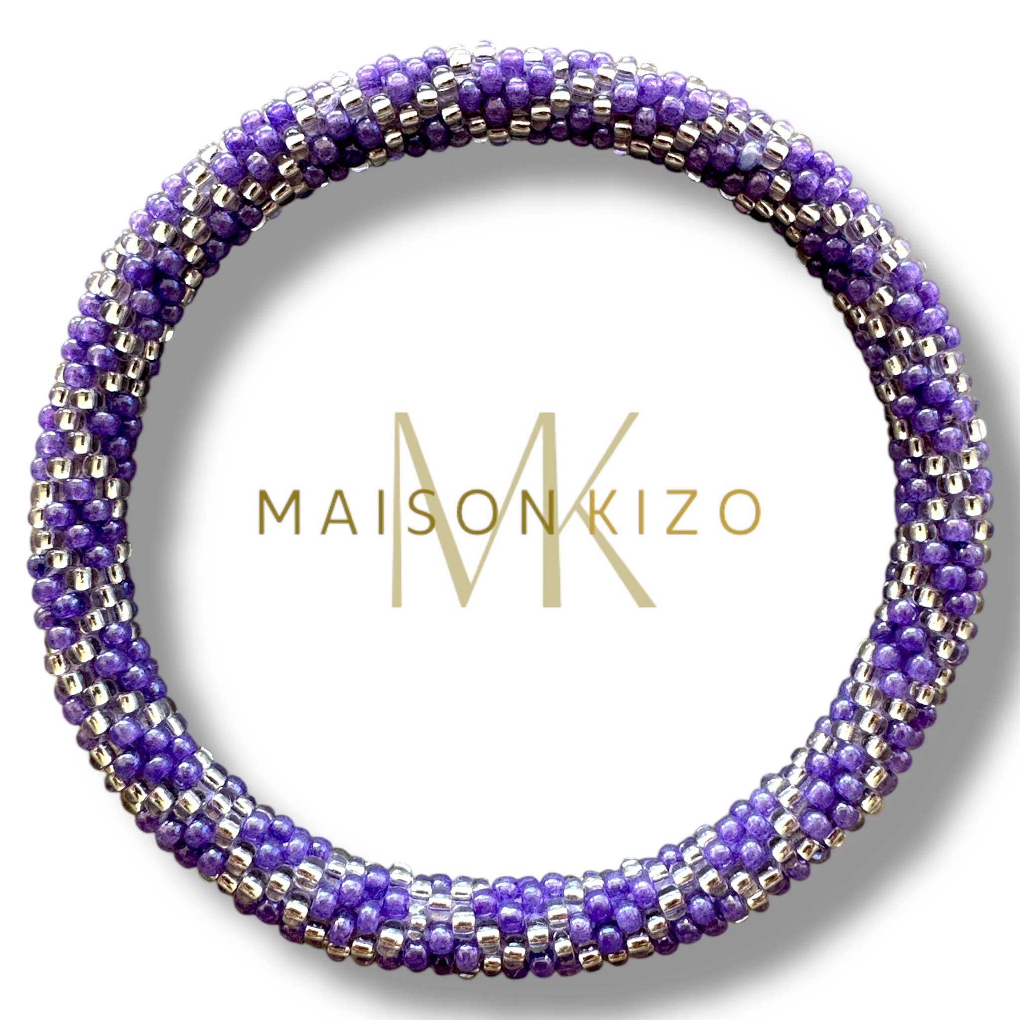 Bracelet népalais mauve violet argent