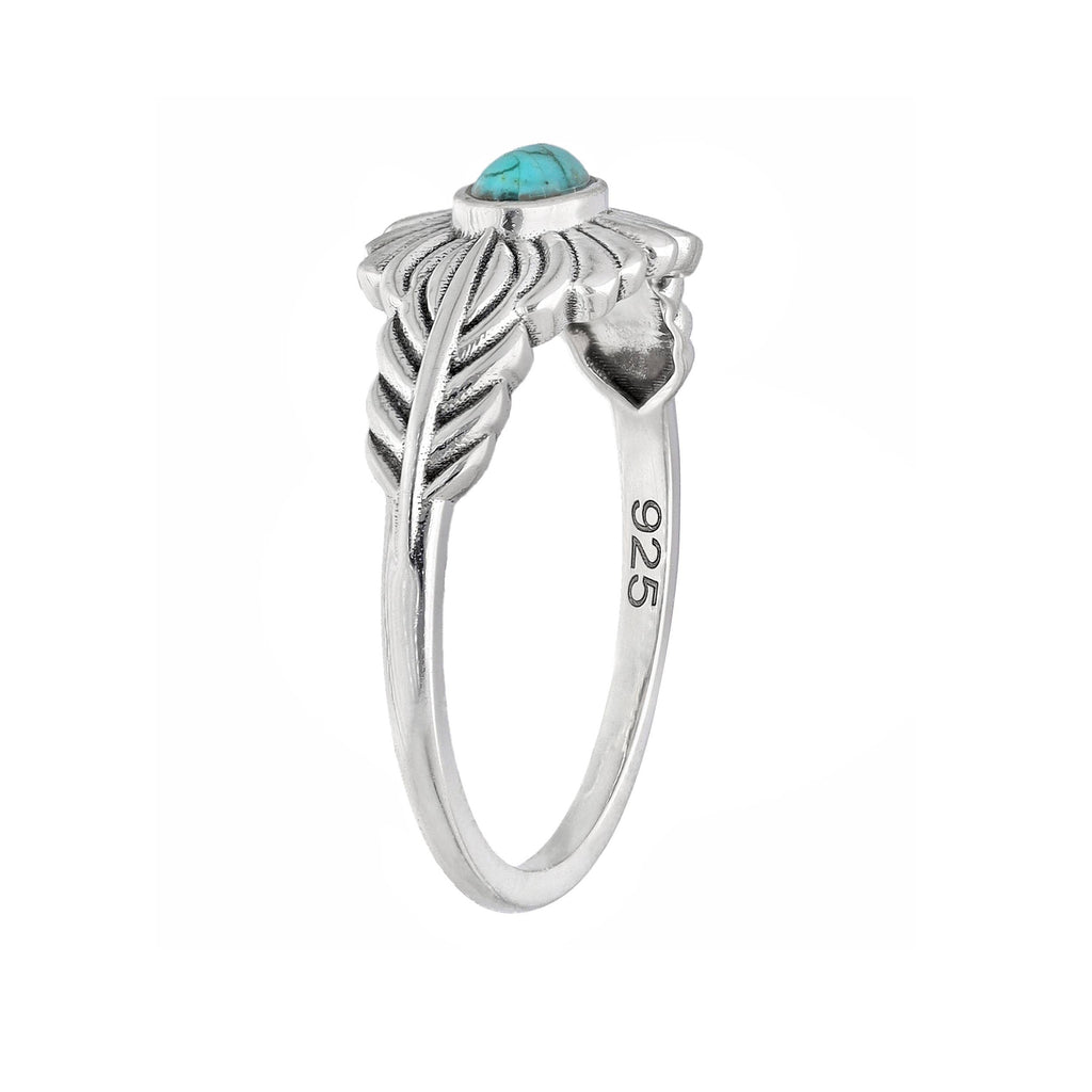 Bague solitaire en argent sterling avec turquoise Mohave