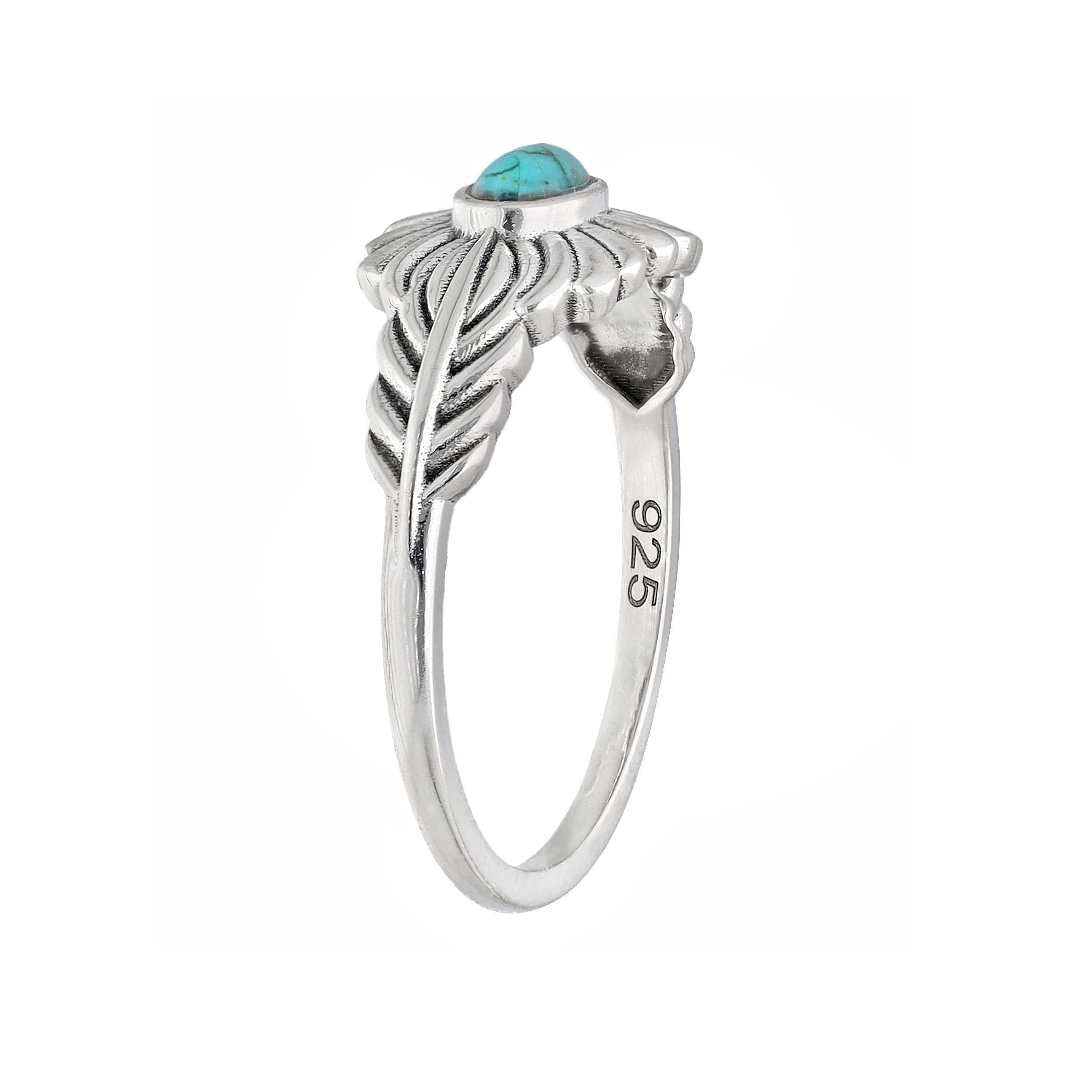 Bague solitaire en argent sterling avec turquoise Mohave