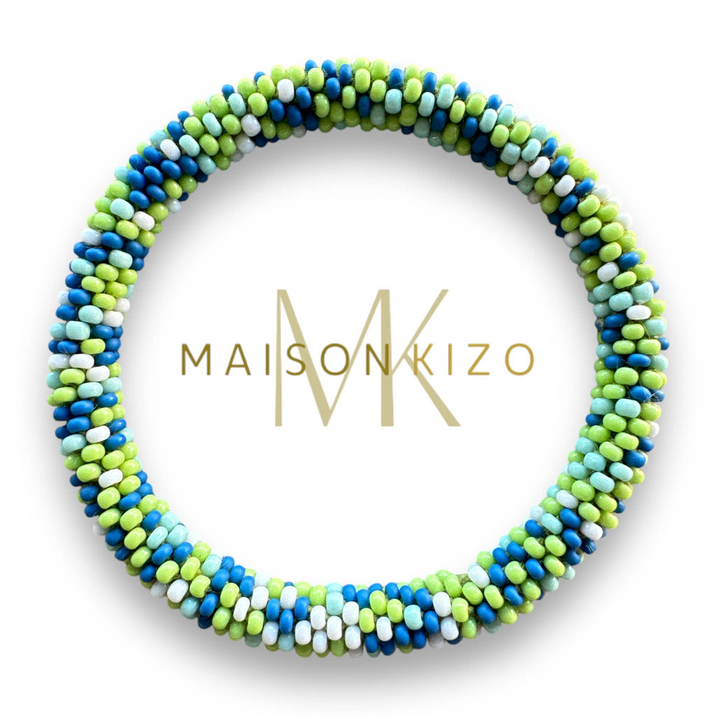 Bracelet népalais MINIKIZ enfant et petit poignet adulte bleu vert