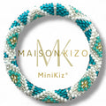 Bracelet népalais MINIKIZ enfant et petit poignet adulte K15 turquoise Blanc doré triangle
