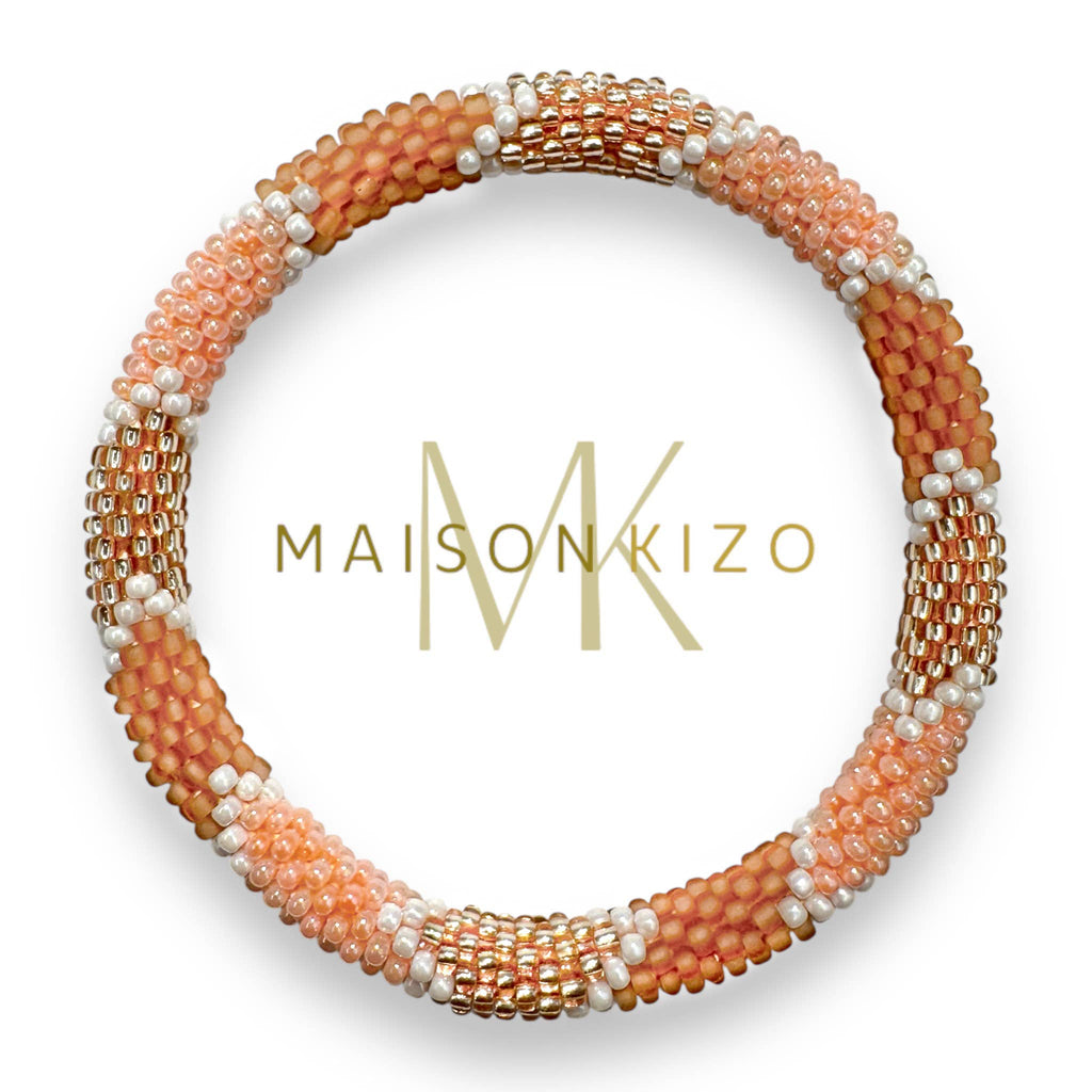 Bracelet népalais E71 orange rose corail doré fleche