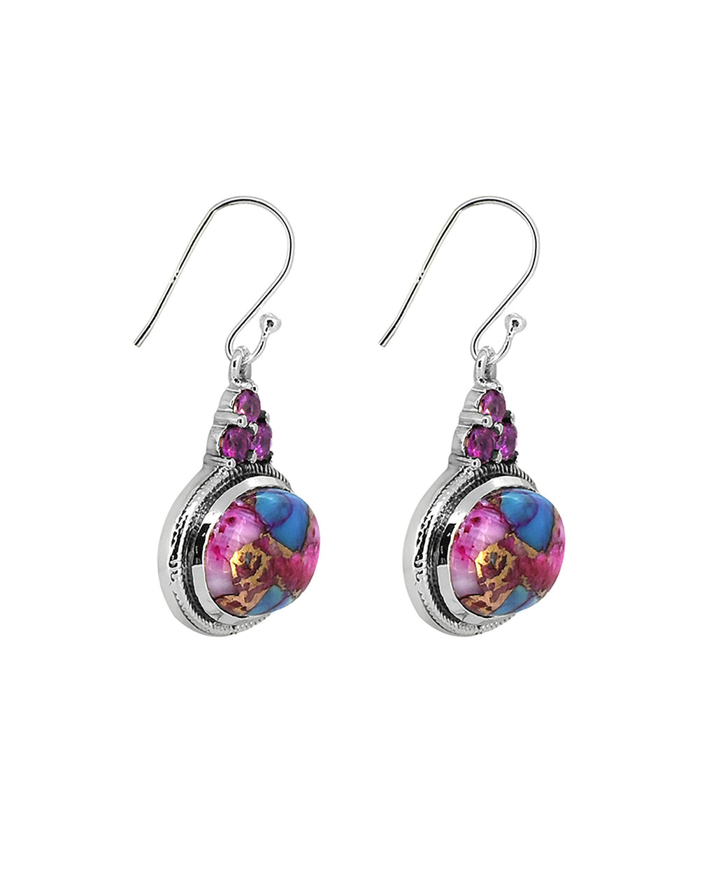 Boucles d'oreilles en argent sterling 925 avec pierre précieuse turquoise rose en cuivre