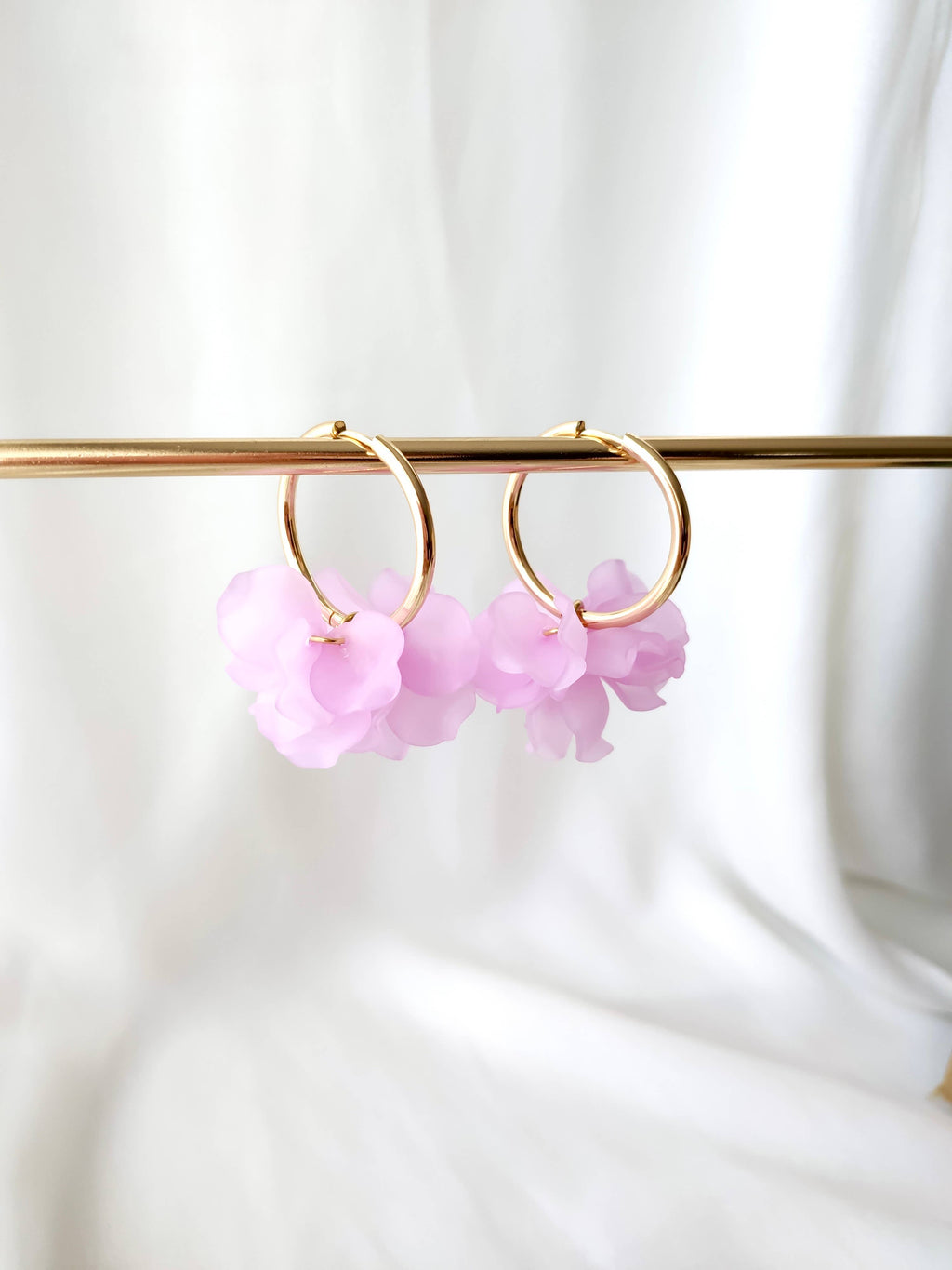 Boucles d'oreilles Créoles PEONY Fleurs Pivoine couleur au choix