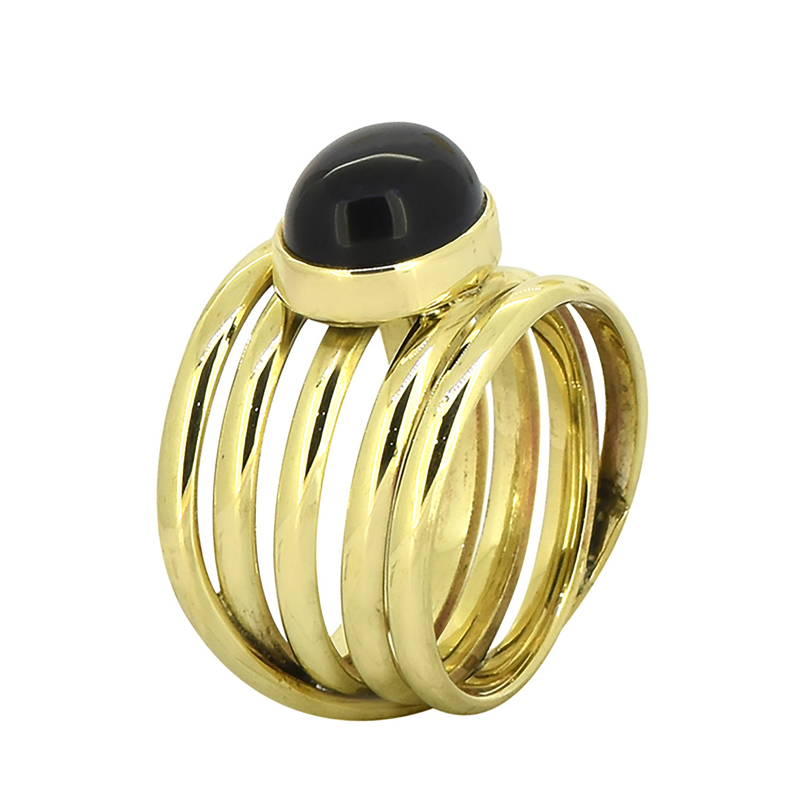 Bague en laiton avec pierre précieuse Onyx noir