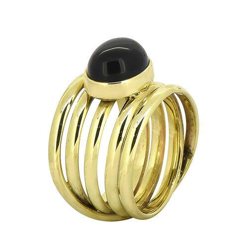 Bague en laiton avec pierre précieuse Onyx noir