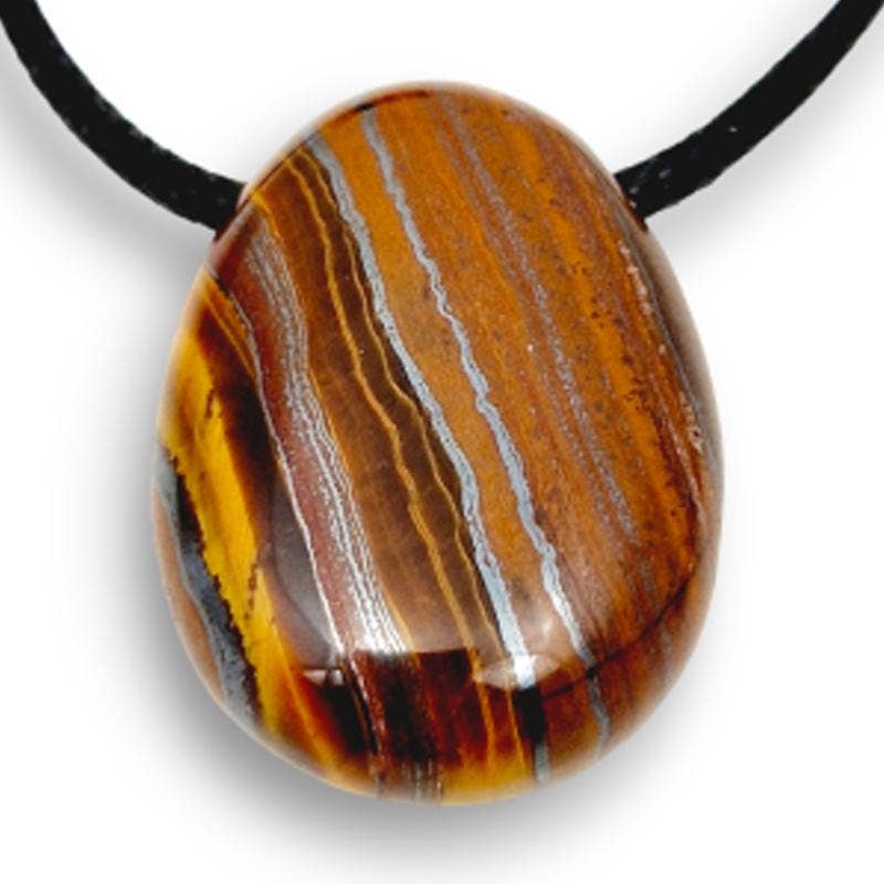 Pendentif Oeil de fer Afrique du Sud A (pierre trouée) + cordon