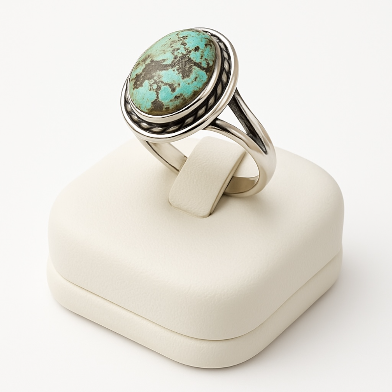 Bague Turquoise du Tibet AA argent 925 - Taille 57