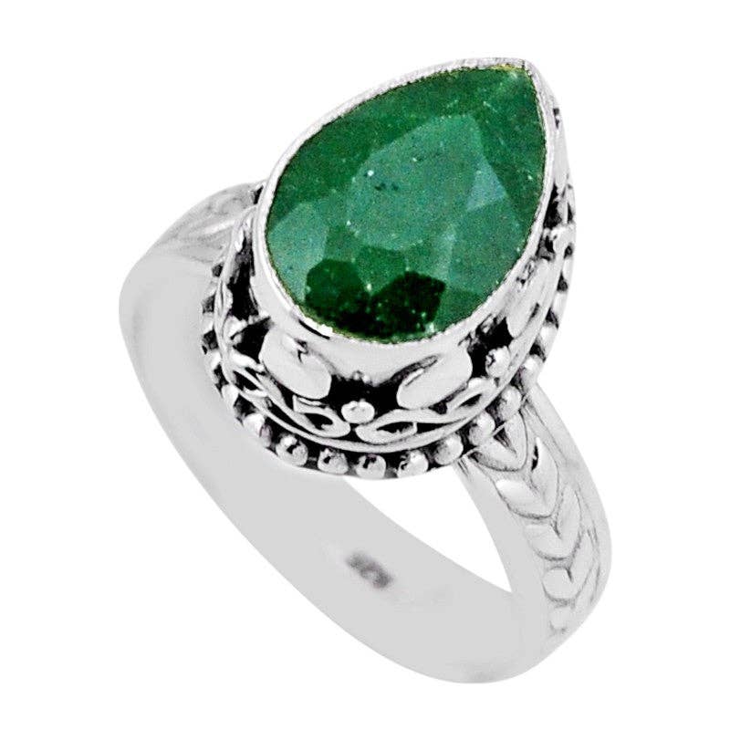 Bague Emeraude Brésil AA argent 925 - Taille 55