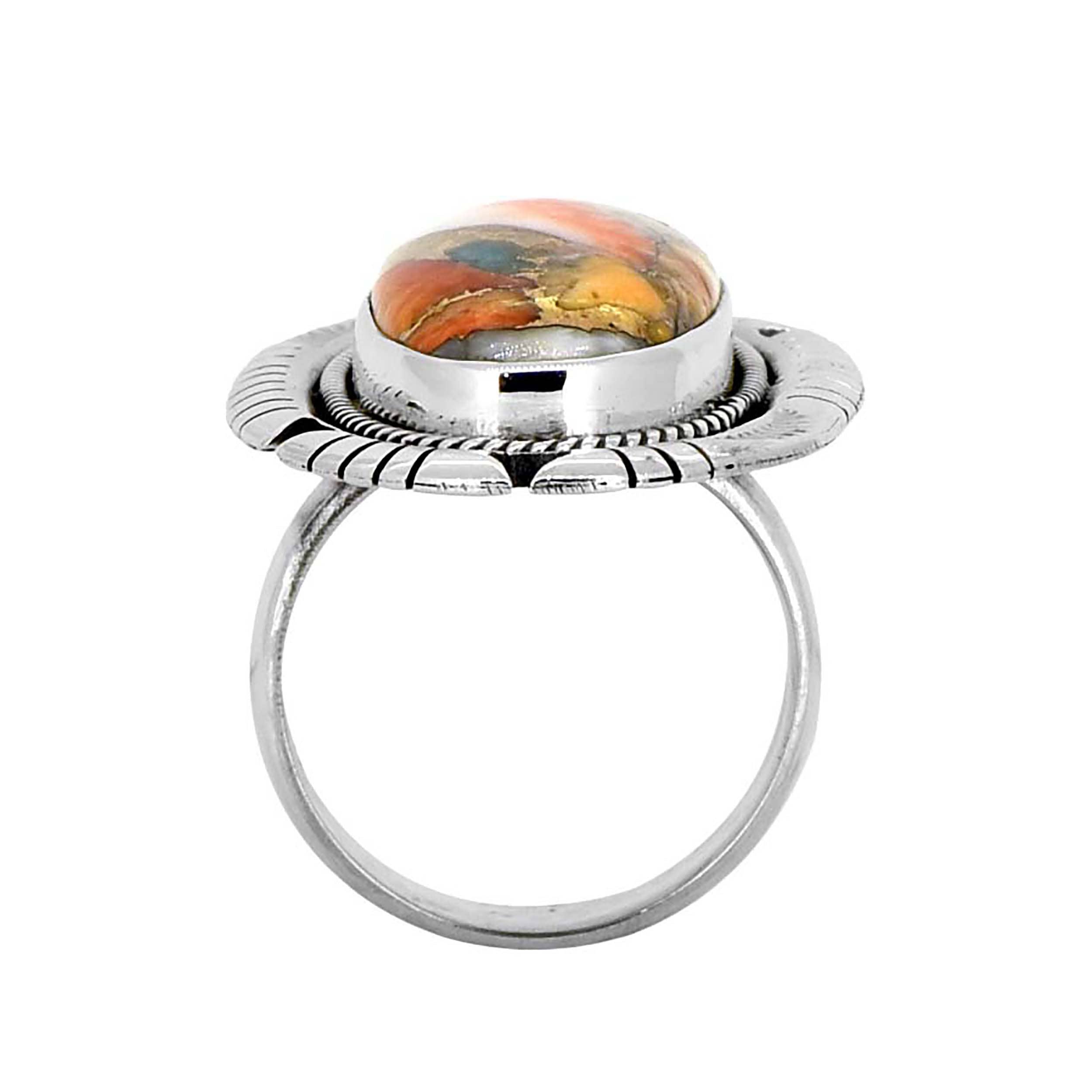 Bague texturée en argent sterling 925 avec Turquoise Oyster