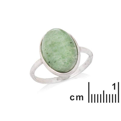 Bague avec aventurine verte naturelle ovale, argent 925