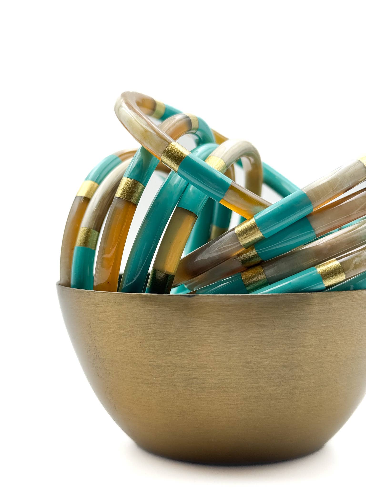Jonc laqué en corne de buffle Multicolore Turquoise C84