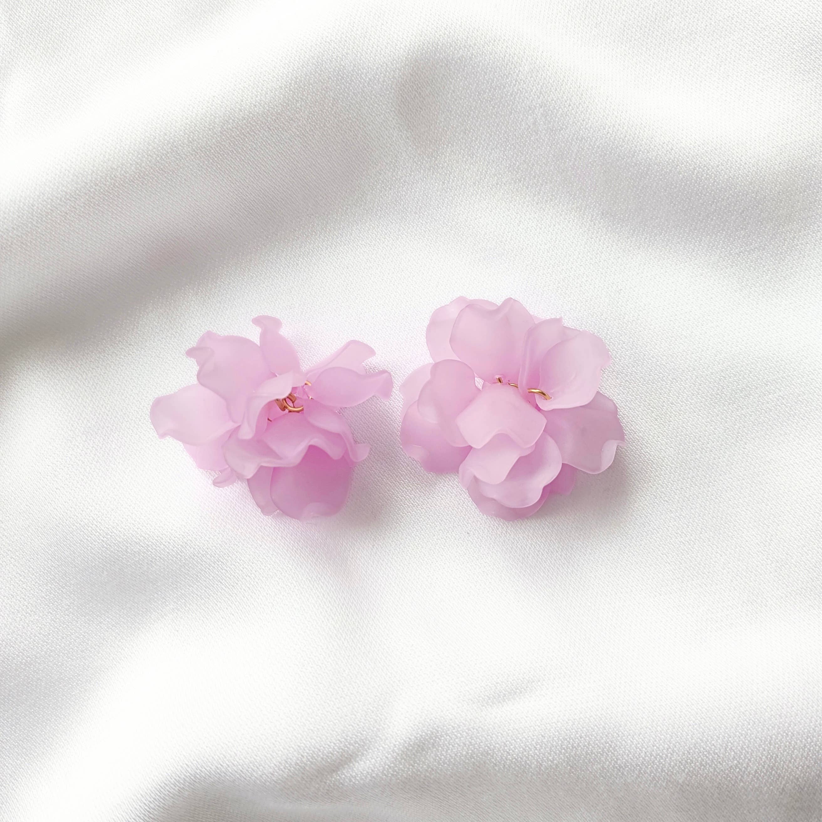 Boucles d'oreilles Créoles PEONY Fleurs Pivoine couleur au choix