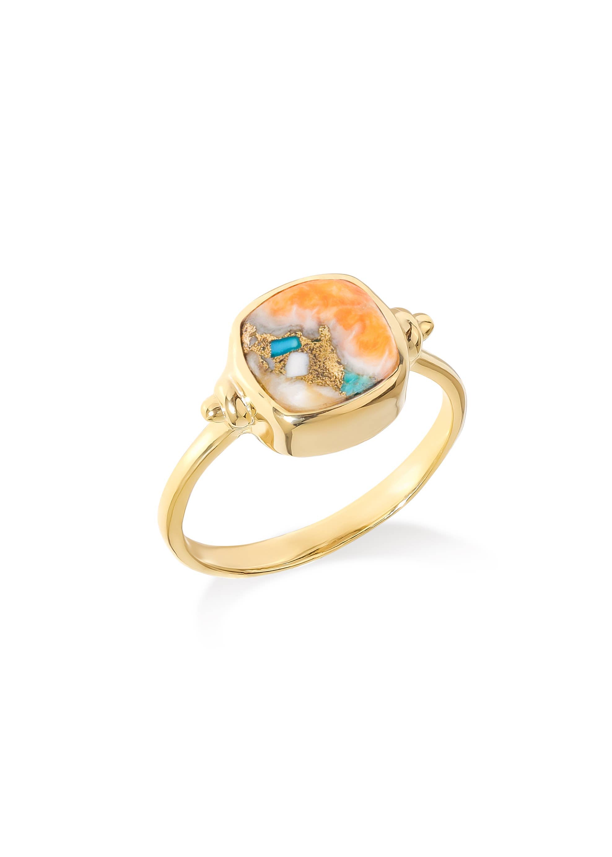 Bague en argent plaqué or avec Turquoise Oyster
