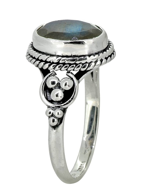 Bague solitaire en argent sterling 925 massif Labradorite