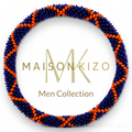 Bracelet népalais HOMME - H01 orange bleu croix