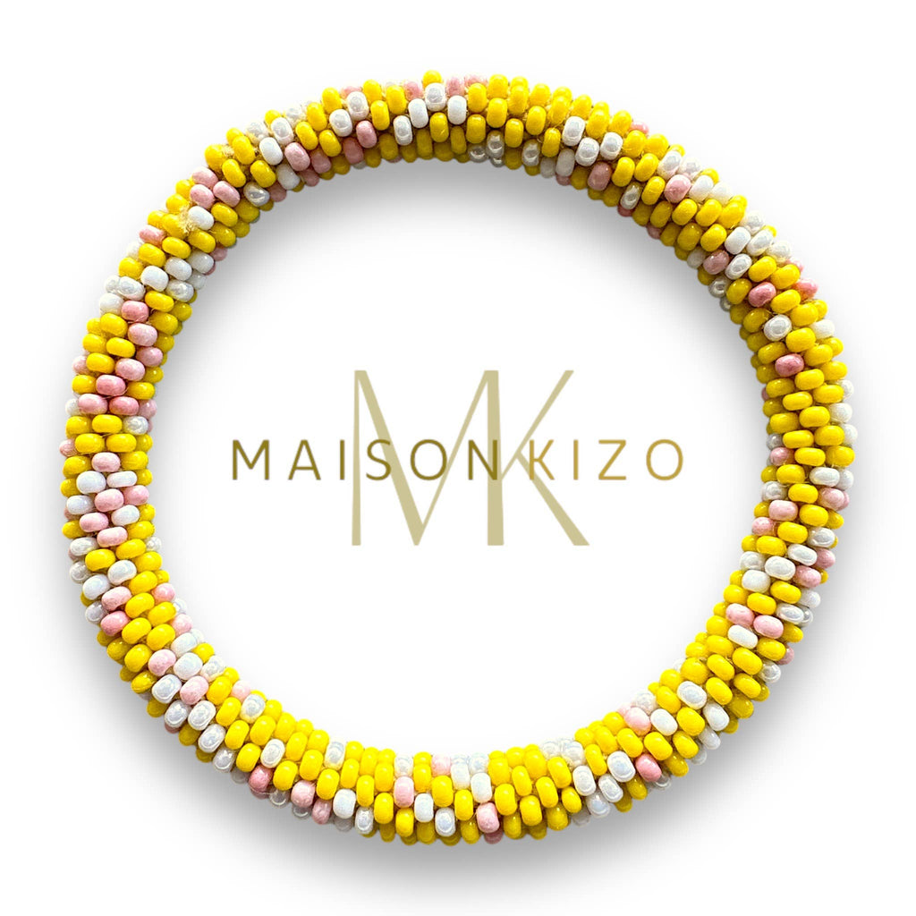 Bracelet népalais MINIKIZ enfant et petit poignet adulte jaune rose blanc