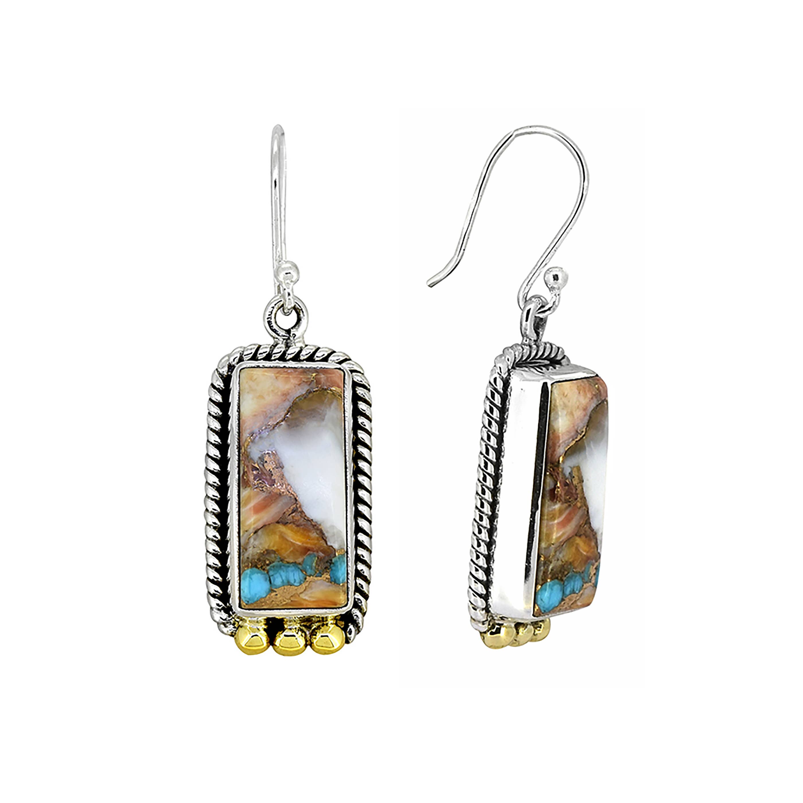 Boucles d'oreilles en argent sterling, cuivre et Turquoise.
