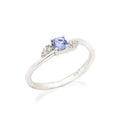 Bague avec tanzanite bleue naturelle, en argent rhodié 925