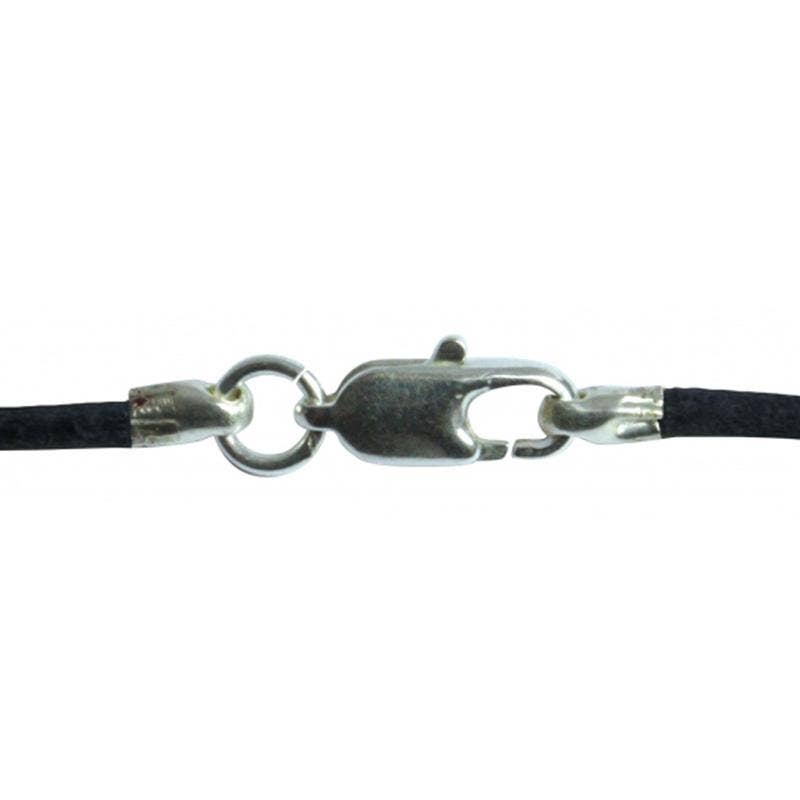 Cordon cuir noir 1mm attache acier