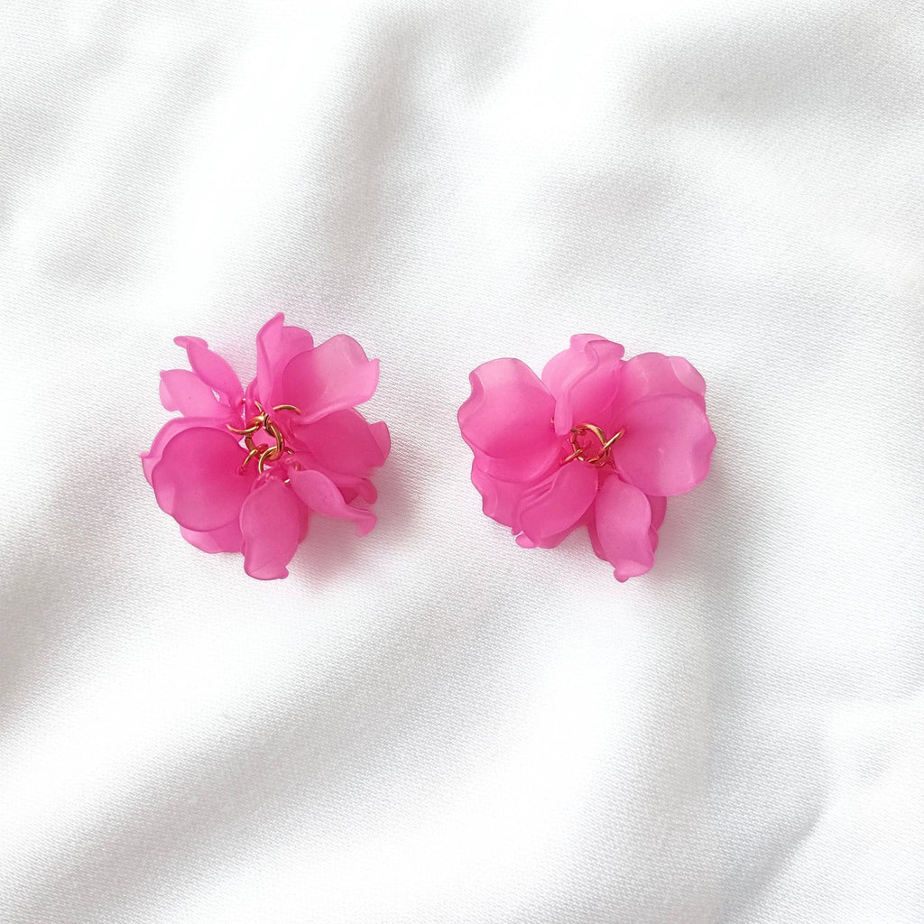 Boucles d'oreilles Créoles PEONY Fleurs Pivoine couleur au choix