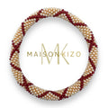 Bracelet népalais B54 rouge blanc prune bordeaux