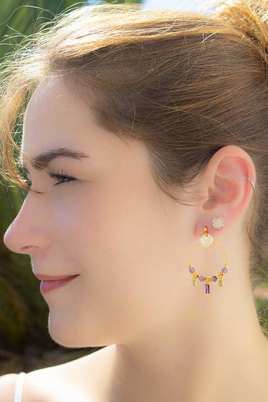 Boucles d'Oreilles Créole ZOE Rubis