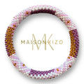 Bracelet népalais violet parme rose blanc doré
