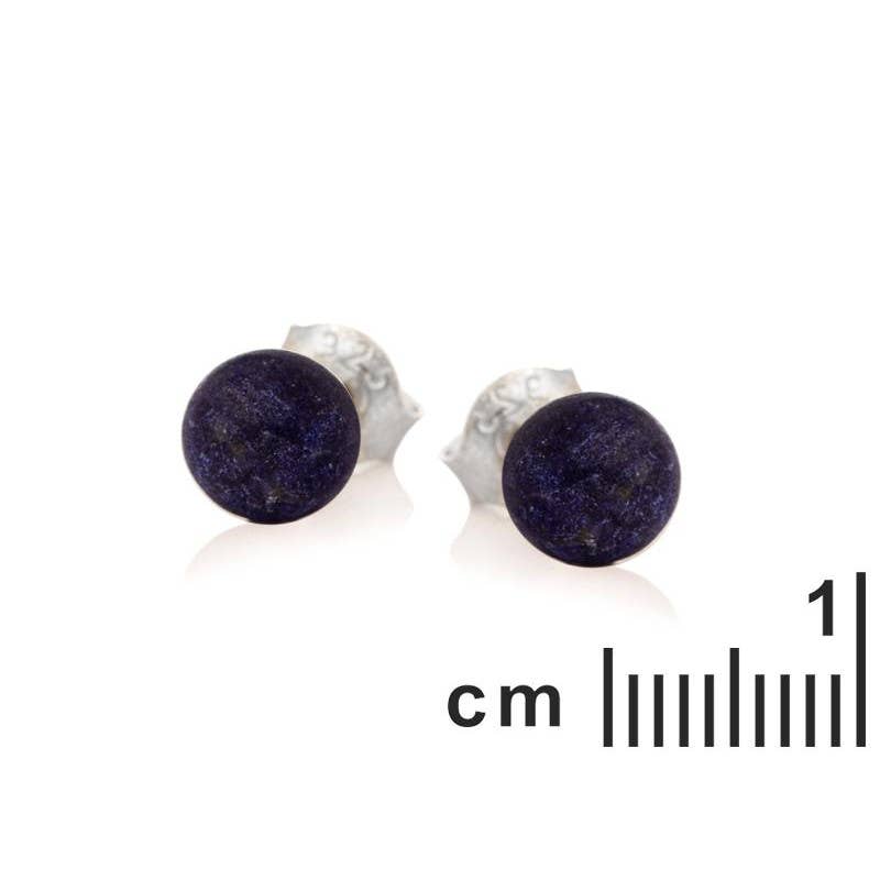 Clous d'oreilles Lapis-Lazuli bleu naturel boule, argent 925